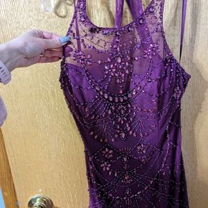 Purple beaded prom/gala dress